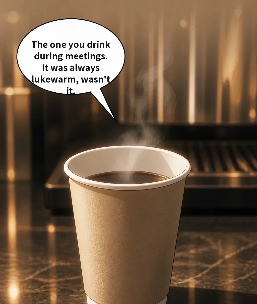 The one you drink during meetings. It was always lukewarm, wasn't it.