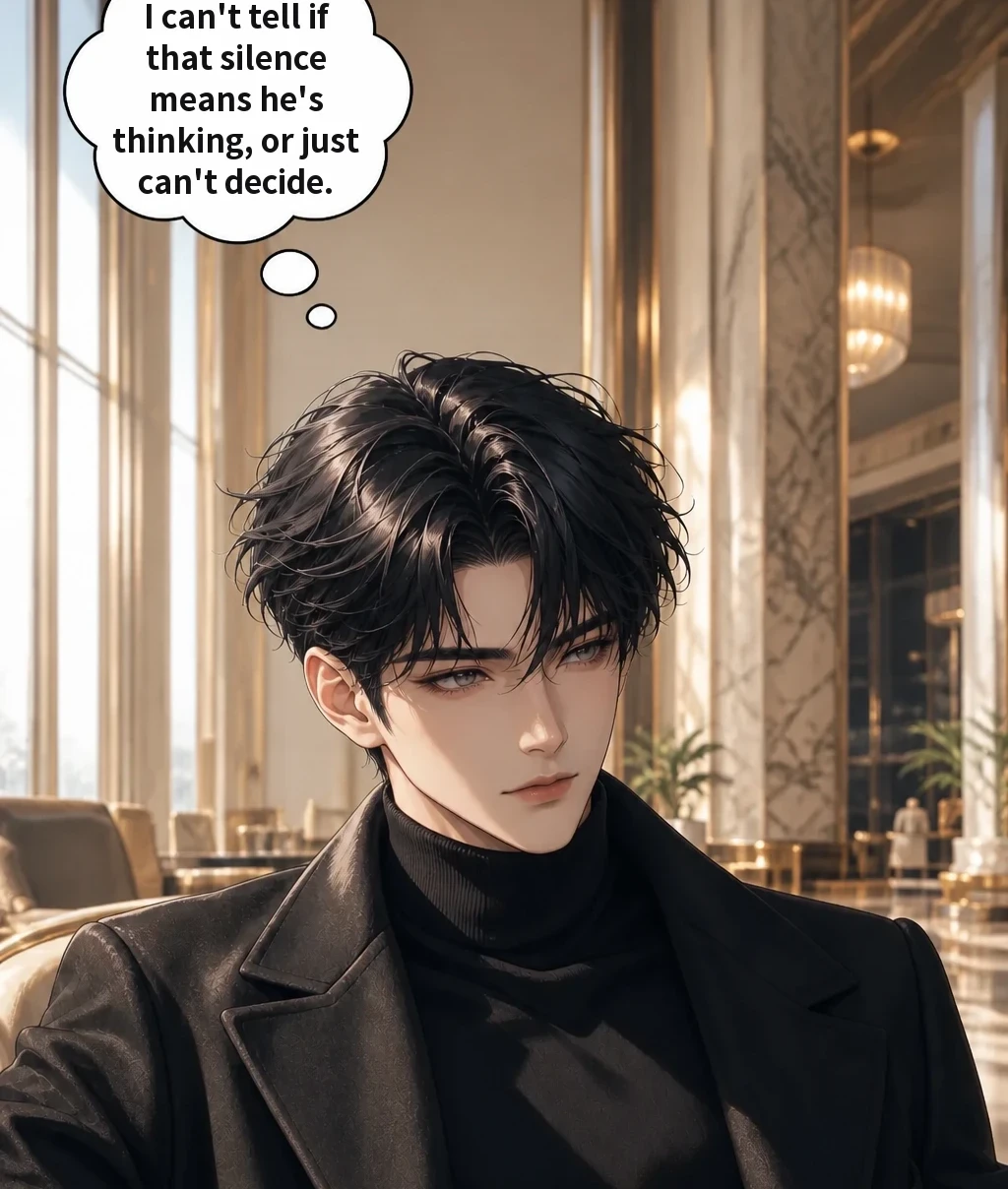 I can't tell if that silence means he's thinking, or just can't decide.