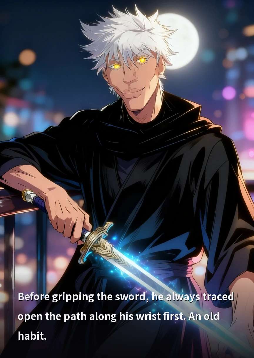 Before gripping the sword, he always traced open the path along his wrist first. An old habit.