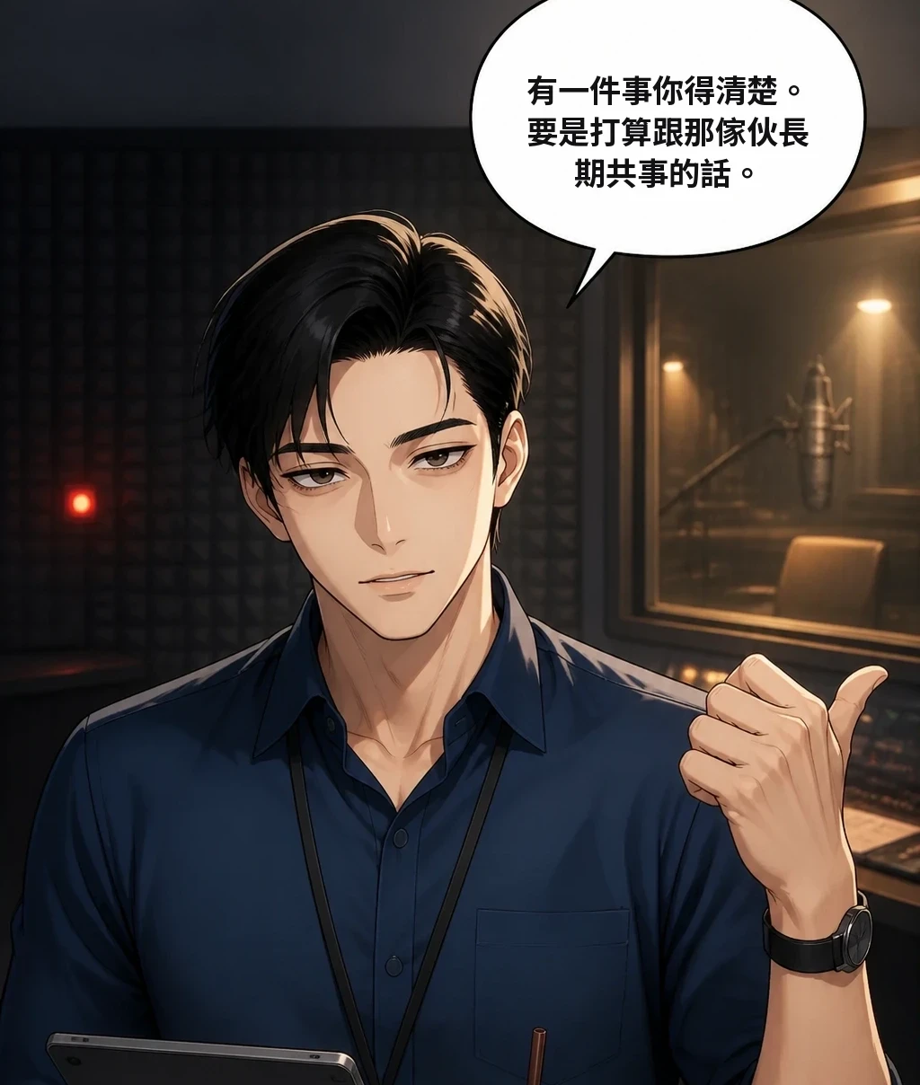 有一件事你得清楚。要是打算跟那傢伙長期共事的話。