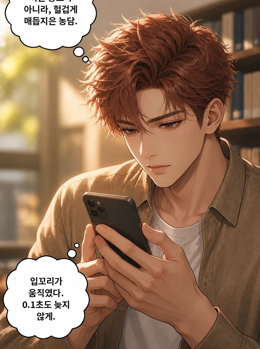 까는 용도가 아니라, 헐겁게 매듭지은 농담. 입꼬리가 움직였다. 0.1초도 늦지 않게.