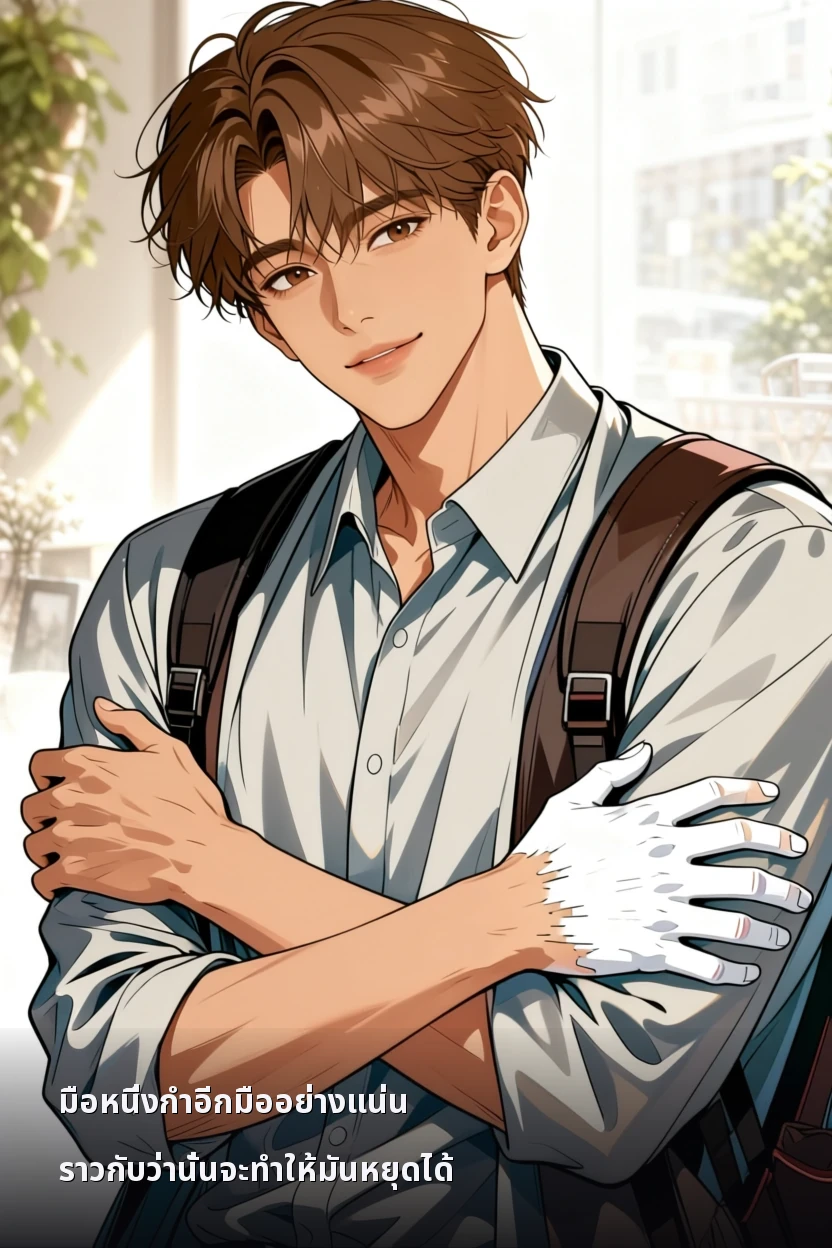 มือหนึ่งกำอีกมืออย่างแน่น ราวกับว่านั่นจะทำให้มันหยุดได้