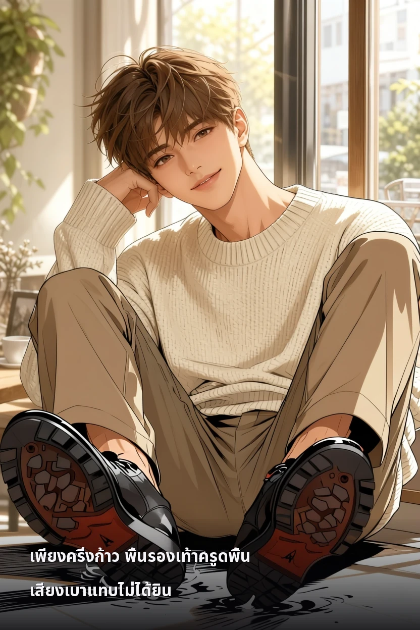 เพียงครึ่งก้าว พื้นรองเท้าครูดพื้น เสียงเบาแทบไม่ได้ยิน