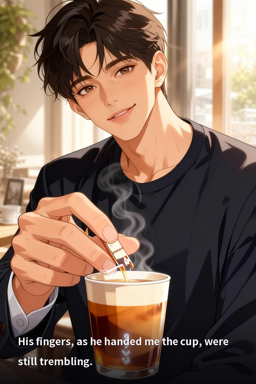 His fingers, as he handed me the cup, were still trembling.