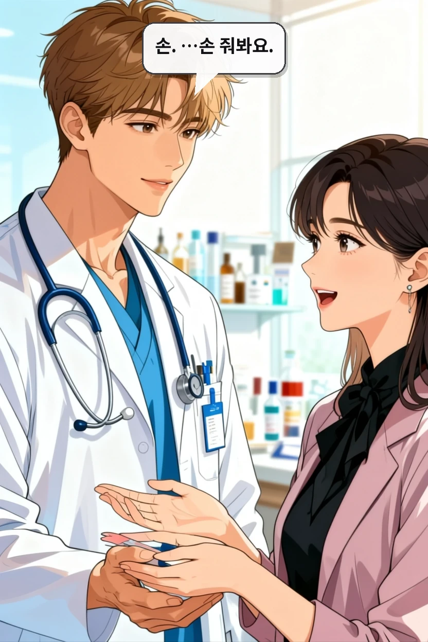 손. …손 줘봐요.