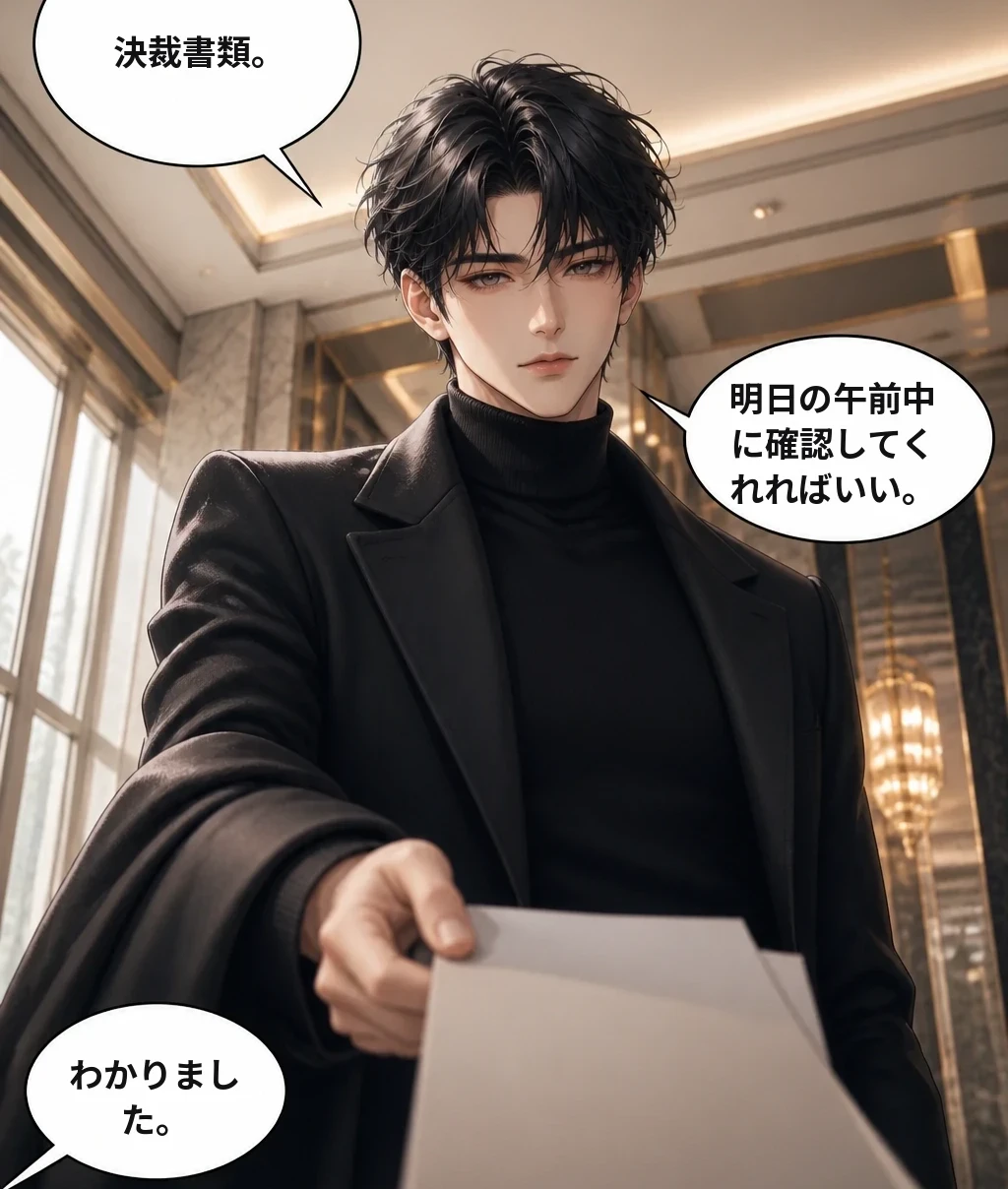 決裁書類。 明日の午前中に確認してくれればいい。 わかりました。
