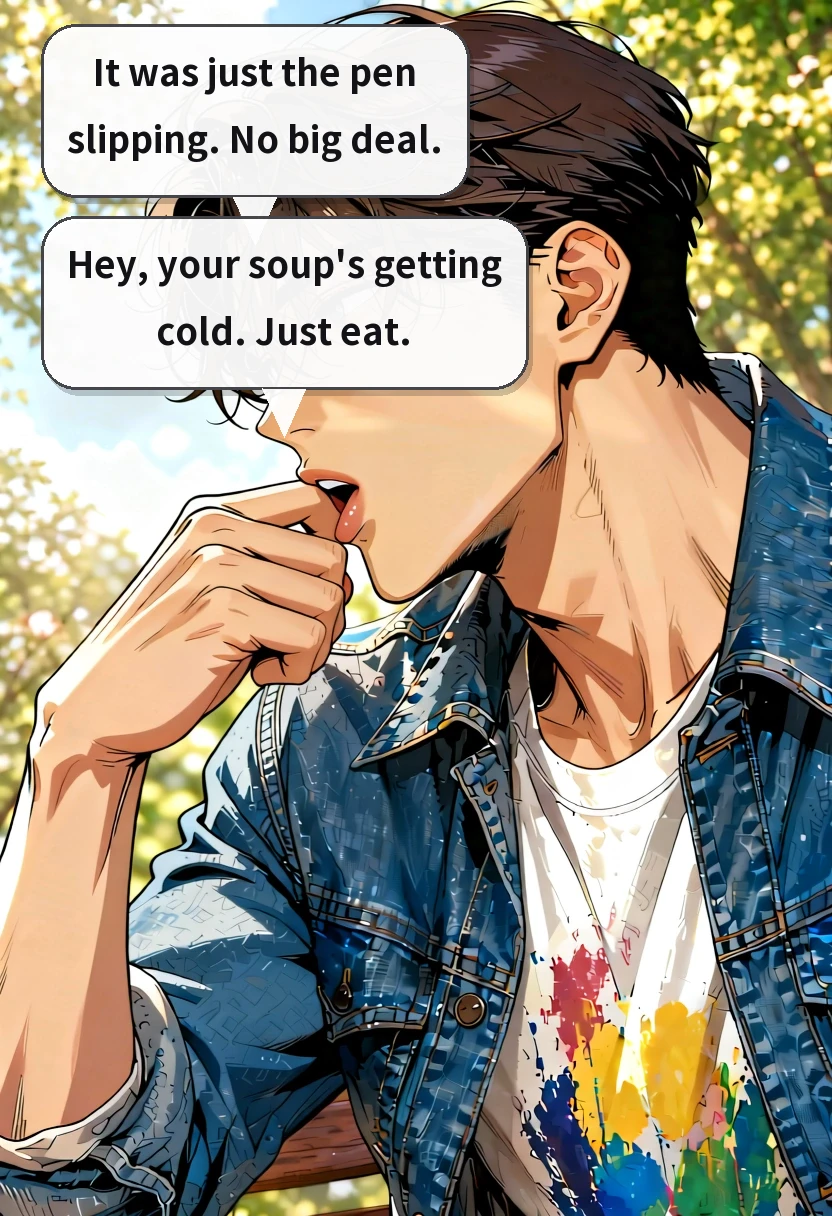 It was just the pen slipping. No big deal. Hey, your soup's getting cold. Just eat.