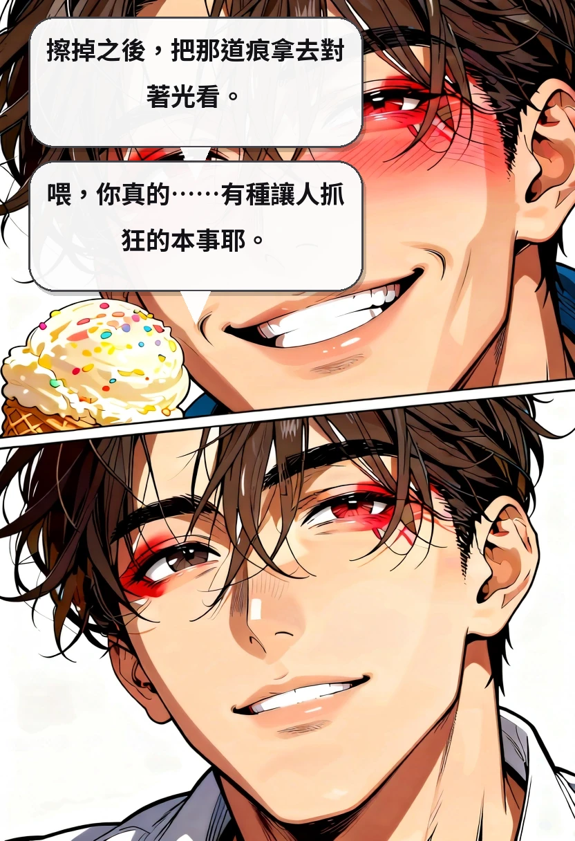 擦掉之後，把那道痕拿去對著光看。 喂，你真的……有種讓人抓狂的本事耶。