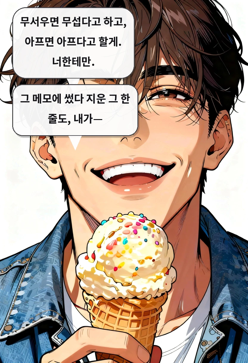 무서우면 무섭다고 하고, 아프면 아프다고 할게. 너한테만. 그 메모에 썼다 지운 그 한 줄도, 내가—
