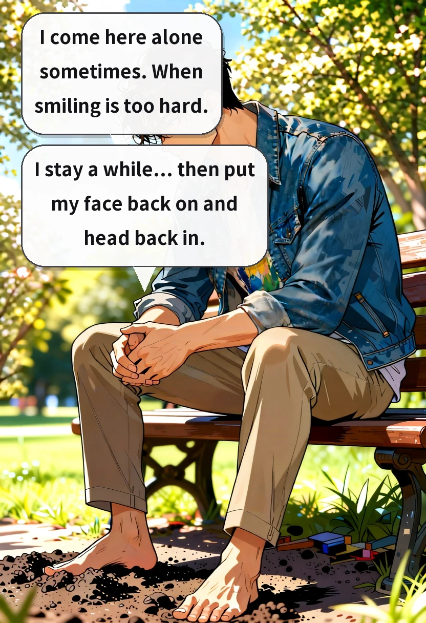 I come here alone sometimes. When smiling is too hard. I stay a while... then put my face back on and head back in.