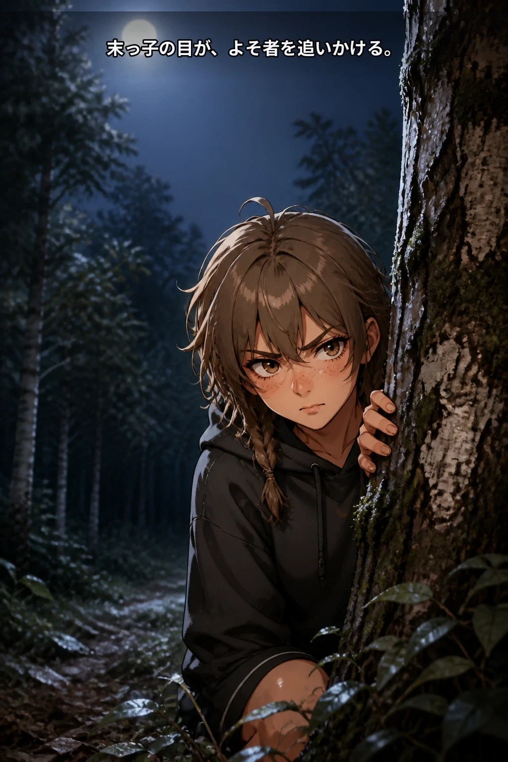 末っ子の目が、よそ者を追いかける。