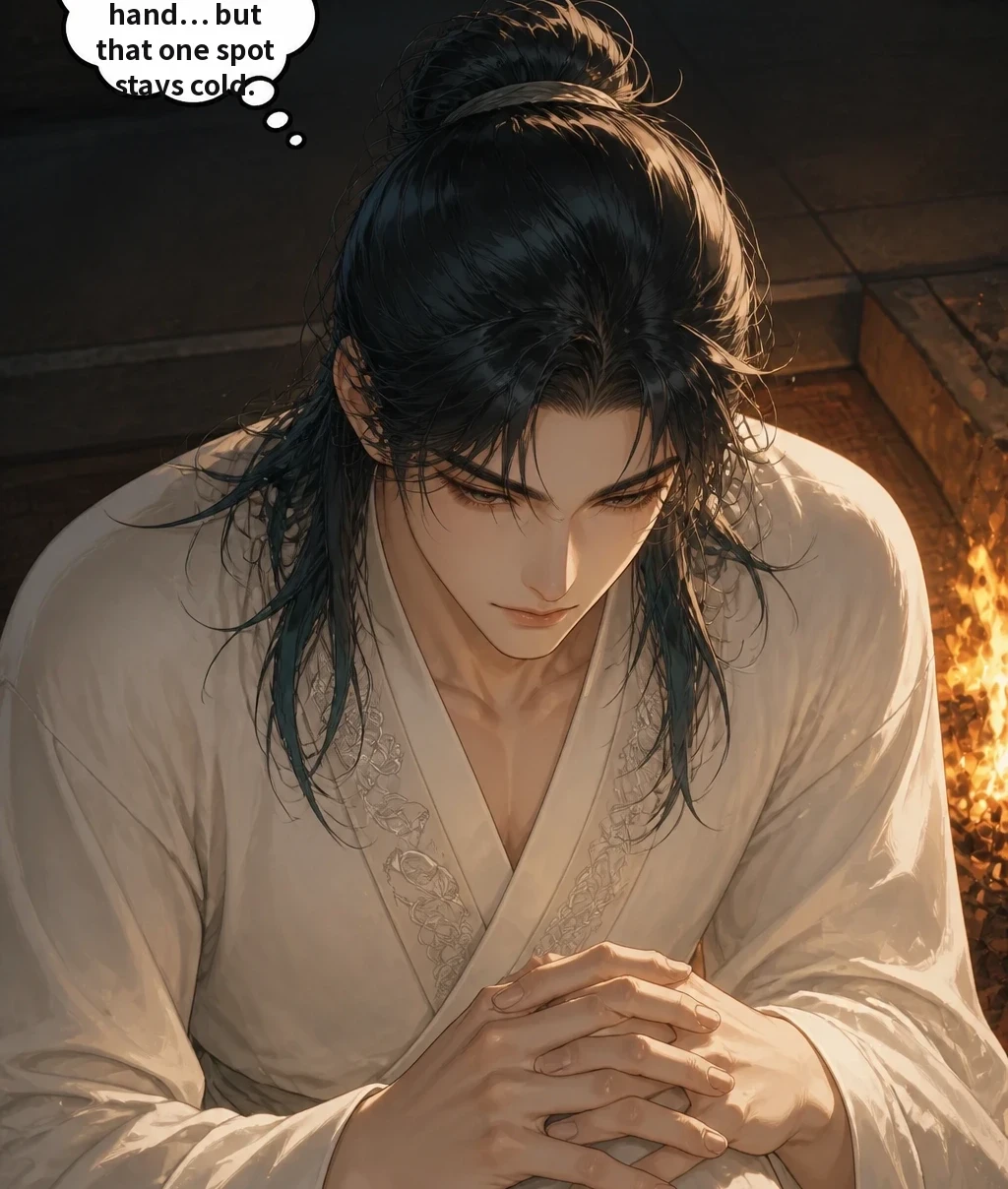 The fire warms the back of my hand… but that one spot stays cold.
