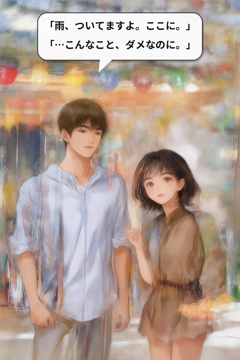 「雨、ついてますよ。ここに。」
「…こんなこと、ダメなのに。」