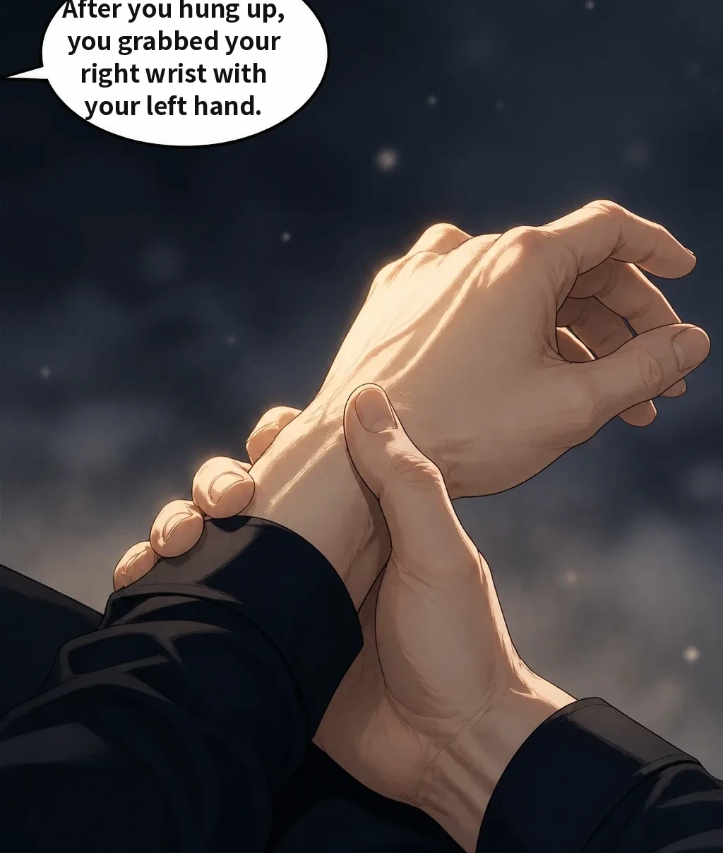 After you hung up, you grabbed your right wrist with your left hand.