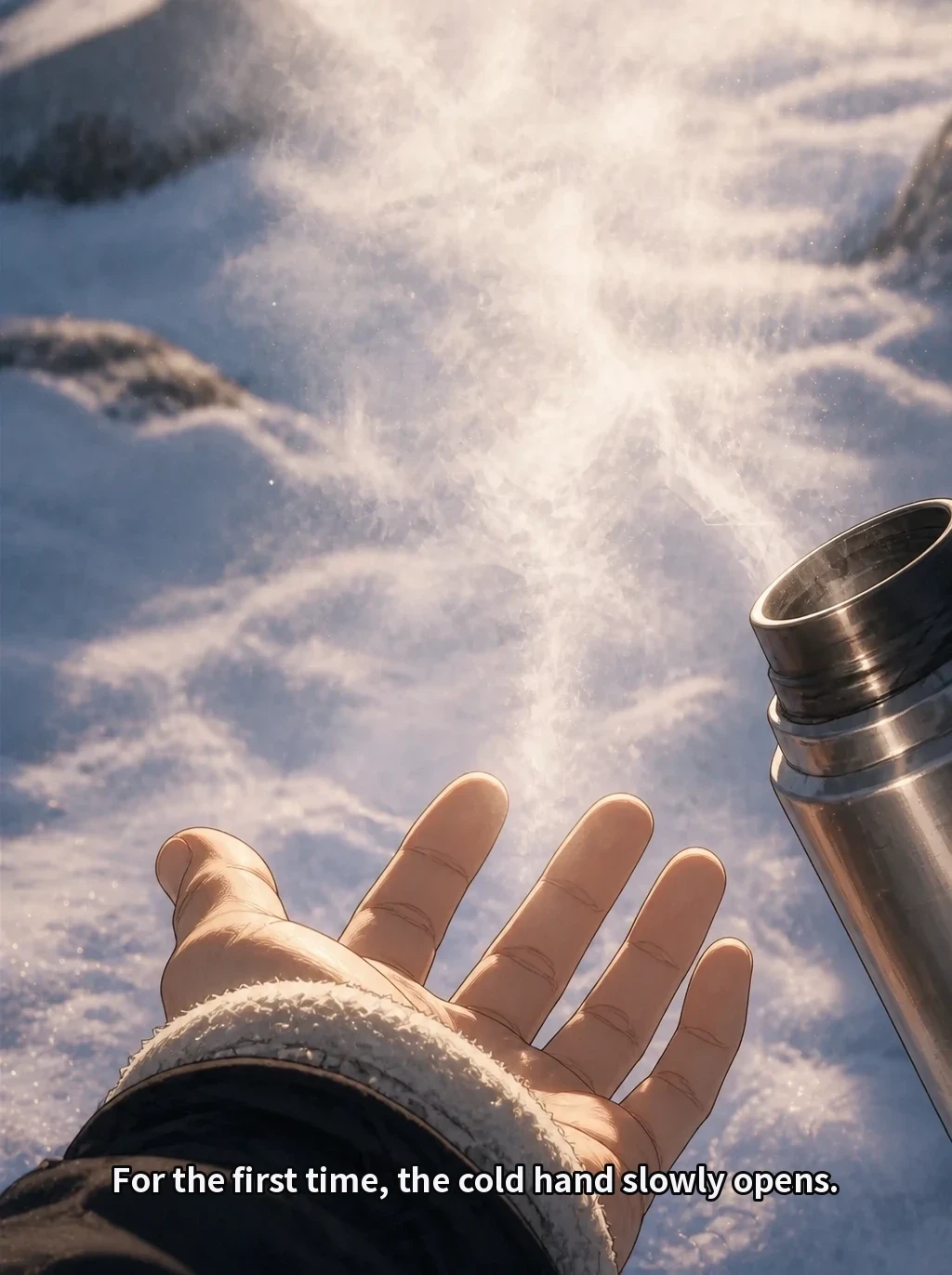 For the first time, the cold hand slowly opens.