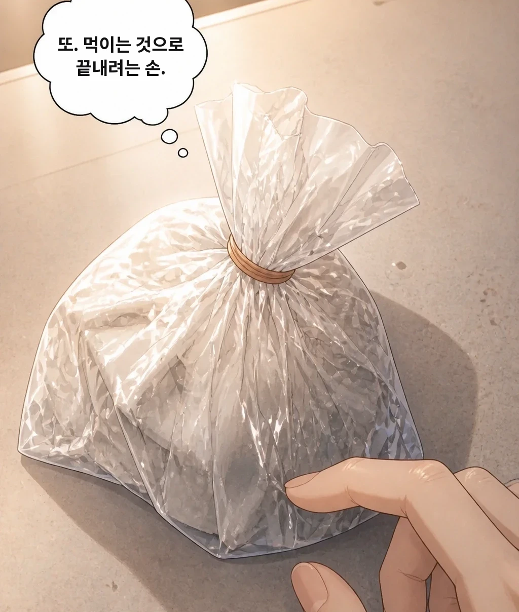 또. 먹이는 것으로 끝내려는 손.