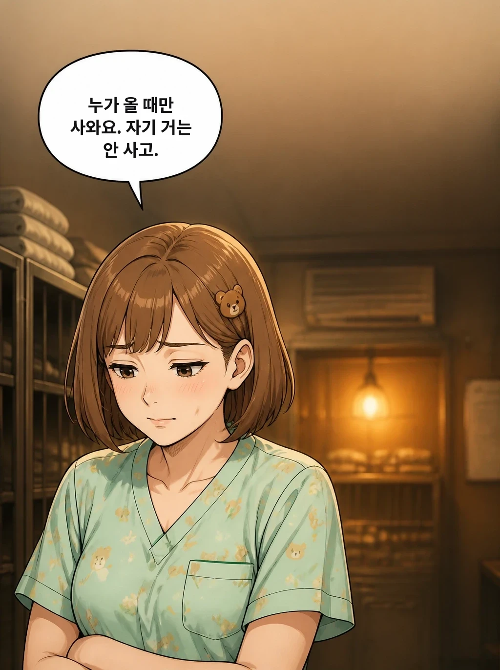 누가 올 때만 사와요. 자기 거는 안 사고.