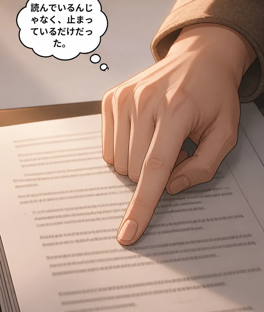 読んでいるんじゃなく、止まっているだけだった。