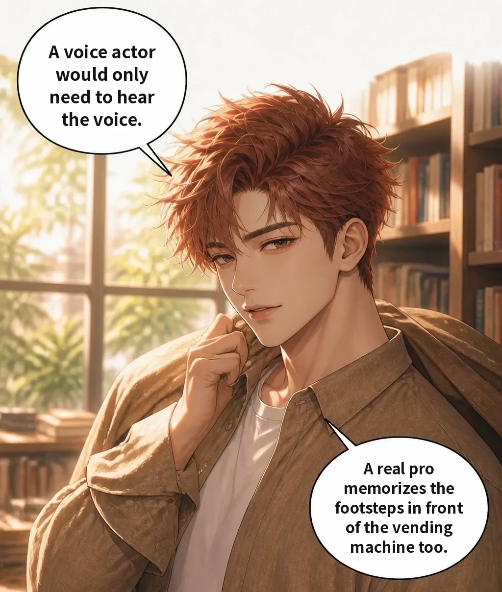 A voice actor would only need to hear the voice. A real pro memorizes the footsteps in front of the vending machine too.