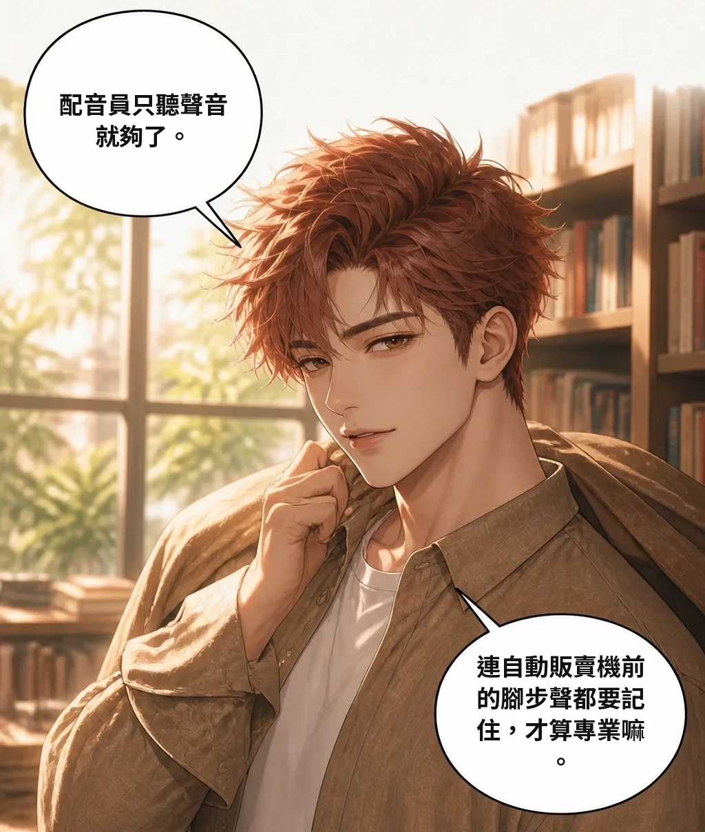配音員只聽聲音就夠了。 連自動販賣機前的腳步聲都要記住，才算專業嘛。