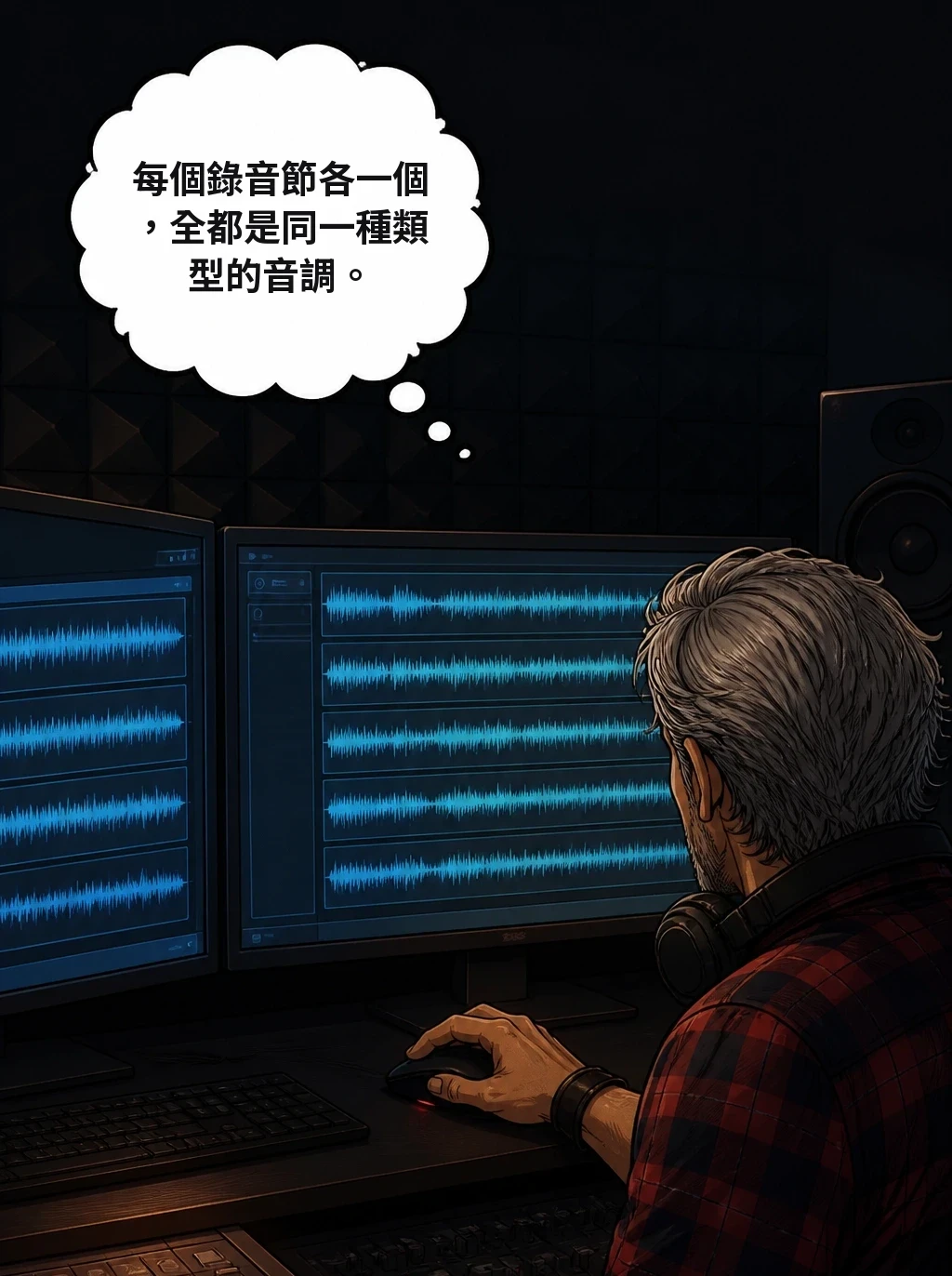 每個錄音節各一個，全都是同一種類型的音調。