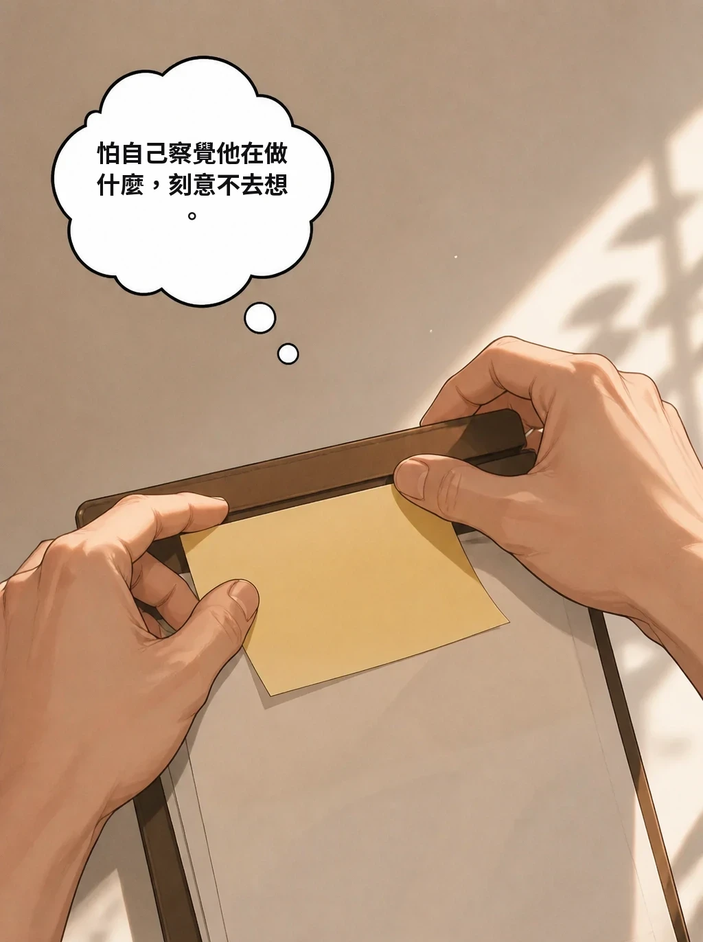 怕自己察覺他在做什麼，刻意不去想。