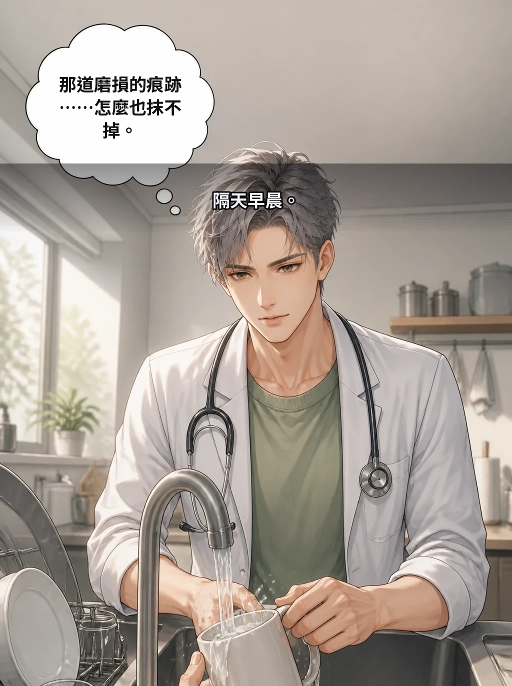 隔天早晨。 那道磨損的痕跡……怎麼也抹不掉。