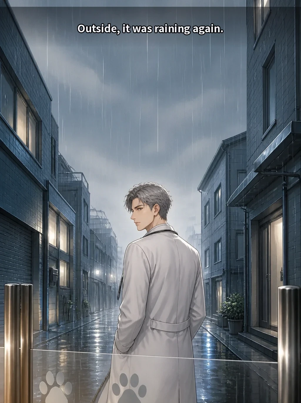 Outside, it was raining again.