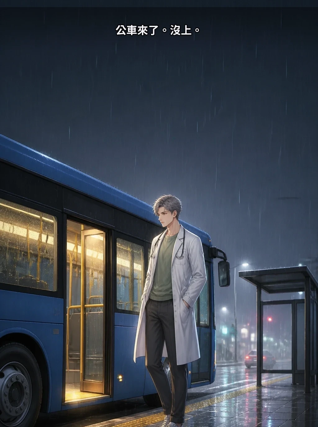 公車來了。沒上。