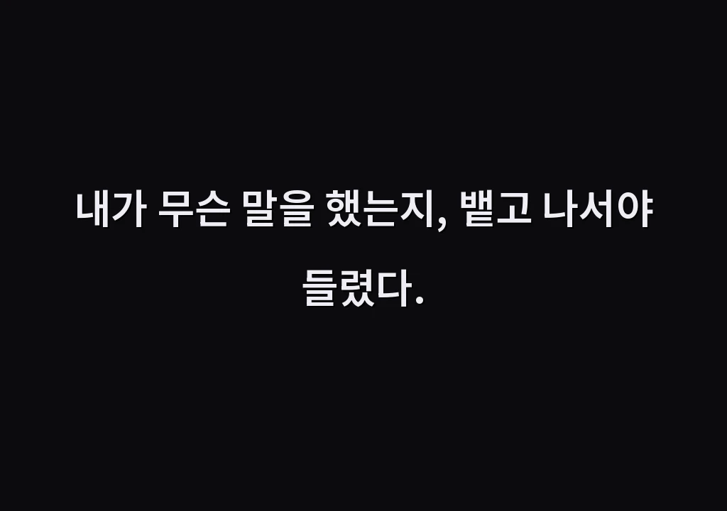 내가 무슨 말을 했는지, 뱉고 나서야 들렸다.