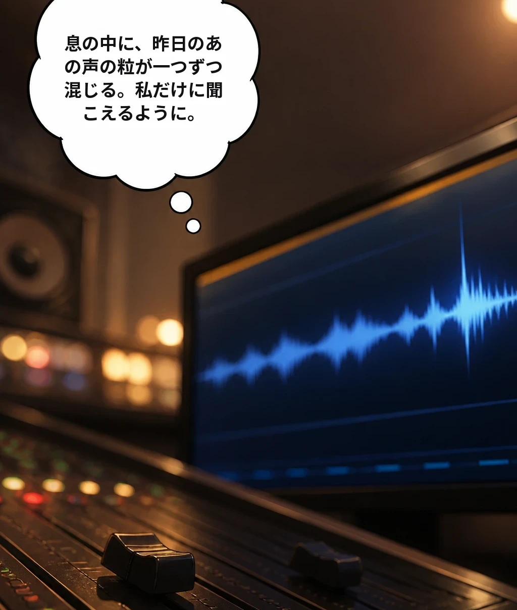 息の中に、昨日のあの声の粒が一つずつ混じる。私だけに聞こえるように。