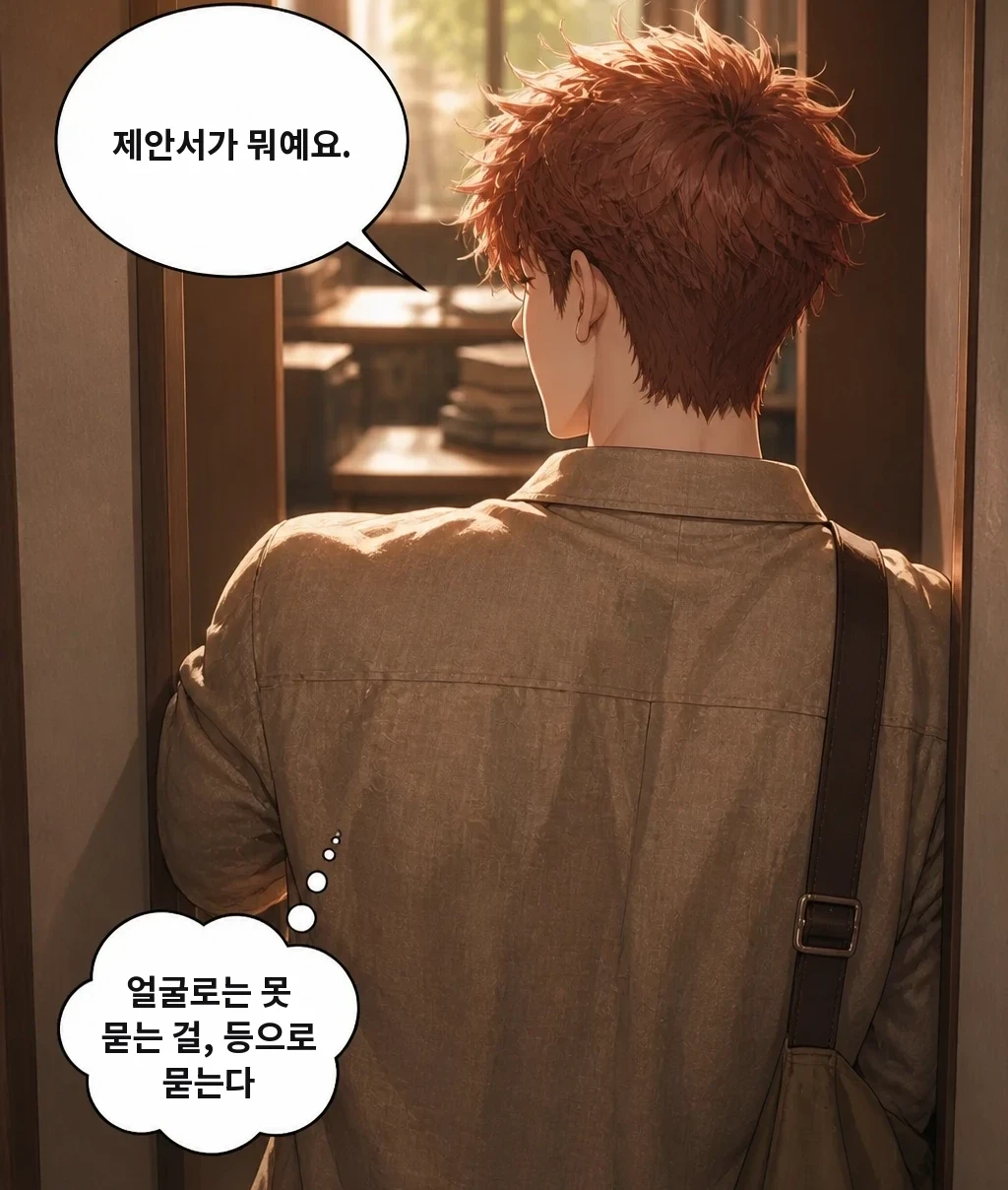제안서가 뭐예요. 얼굴로는 못 묻는 걸, 등으로 묻는다