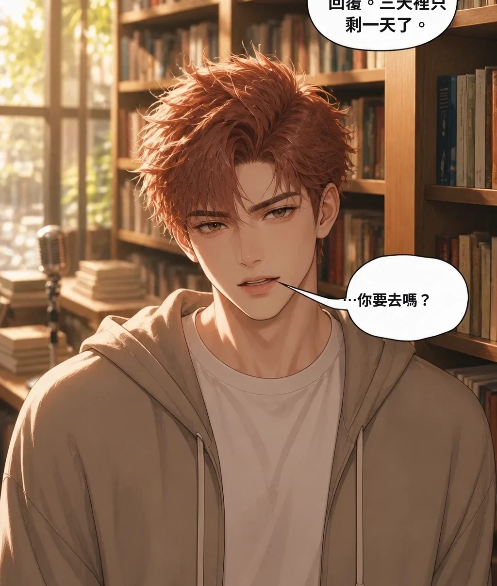 提案書要明天前回覆。三天裡只剩一天了。 …你要去嗎？