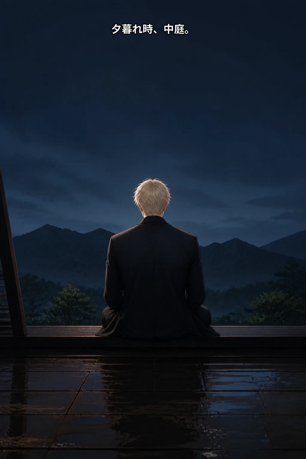 夕暮れ時、中庭。