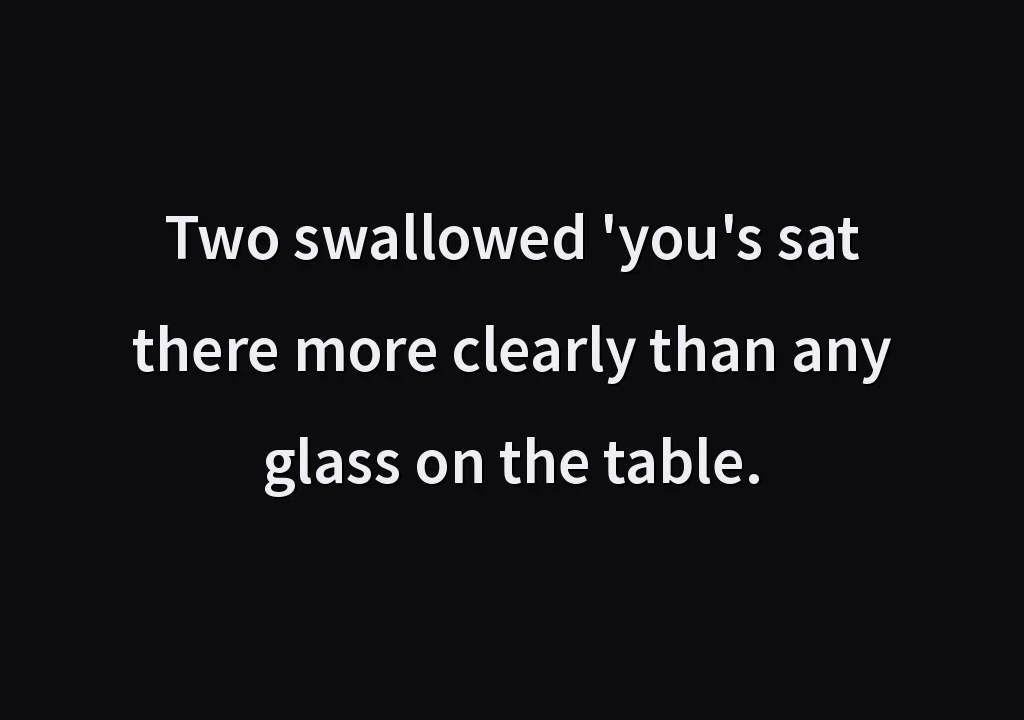 Two swallowed 'you's sat there more clearly than any glass on the table.