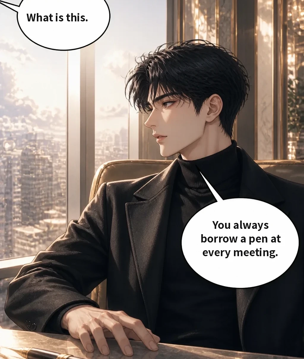 What is this. You always borrow a pen at every meeting.