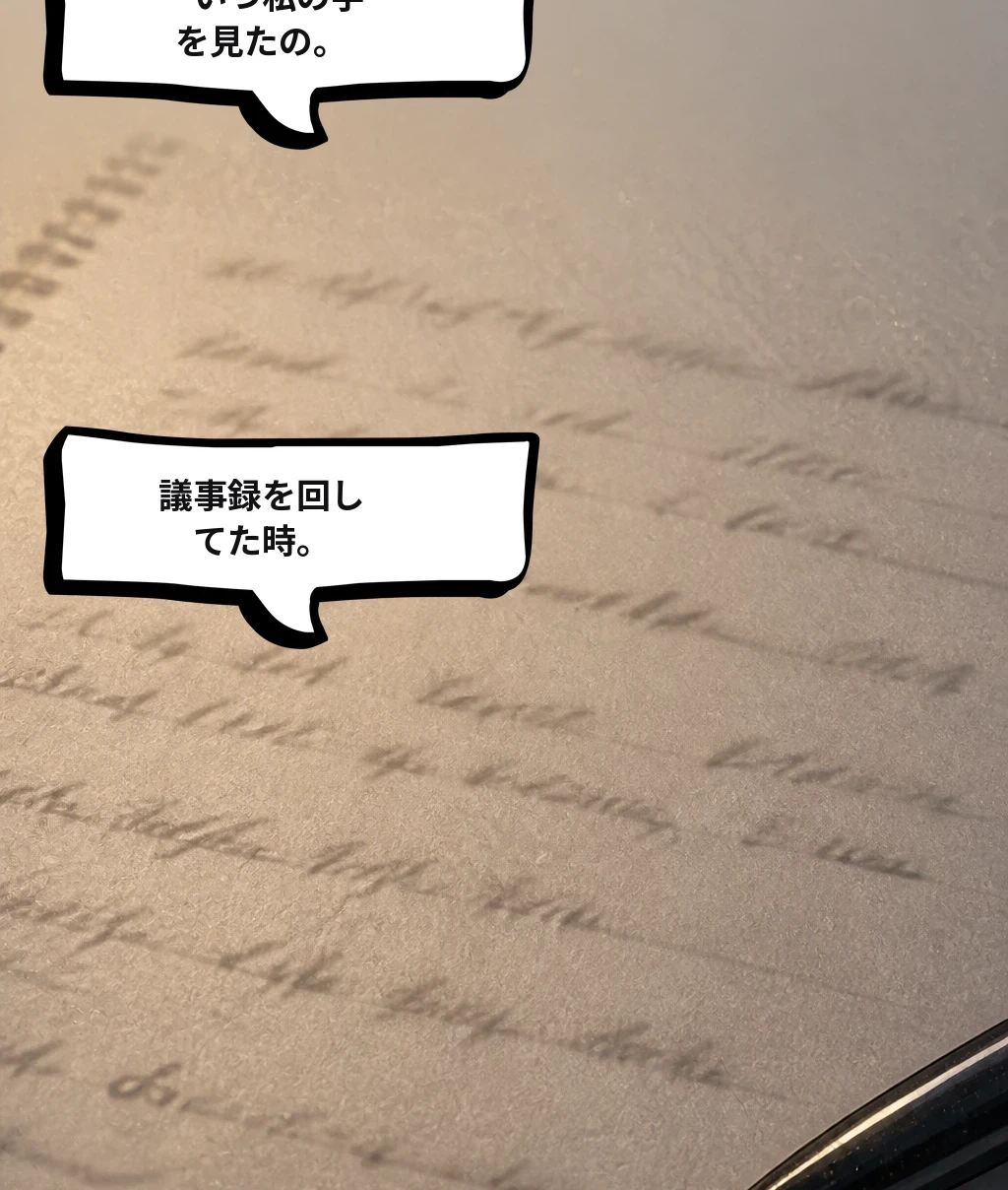 …いつ私の字を見たの。 議事録を回してた時。