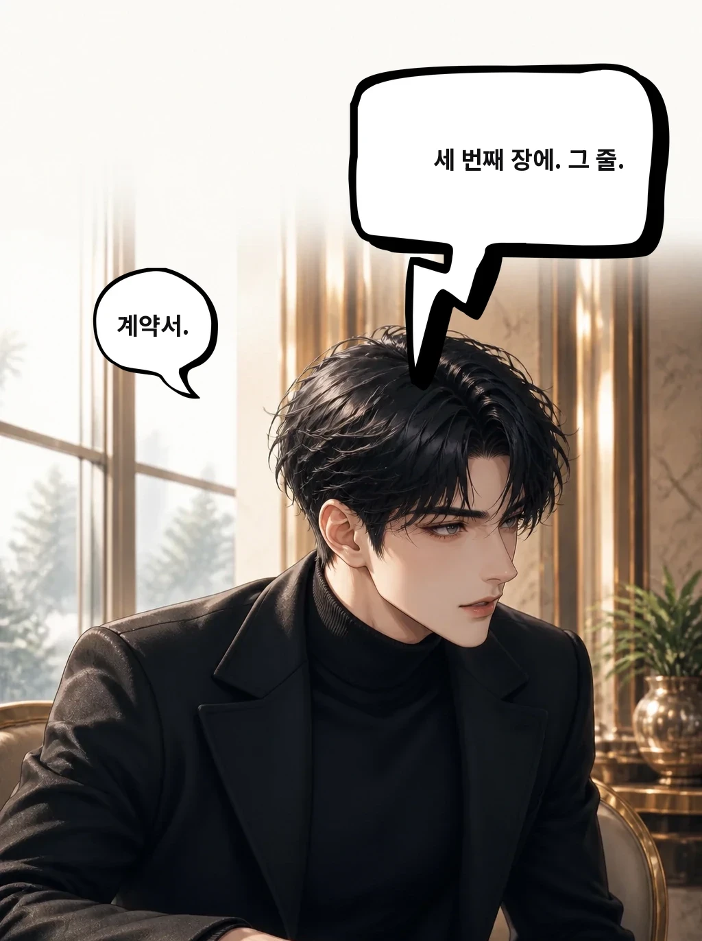계약서. 세 번째 장에. 그 줄.