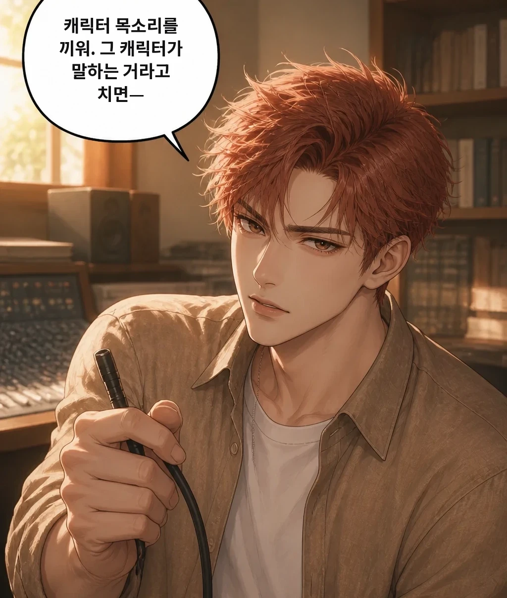 캐릭터 목소리를 끼워. 그 캐릭터가 말하는 거라고 치면—
