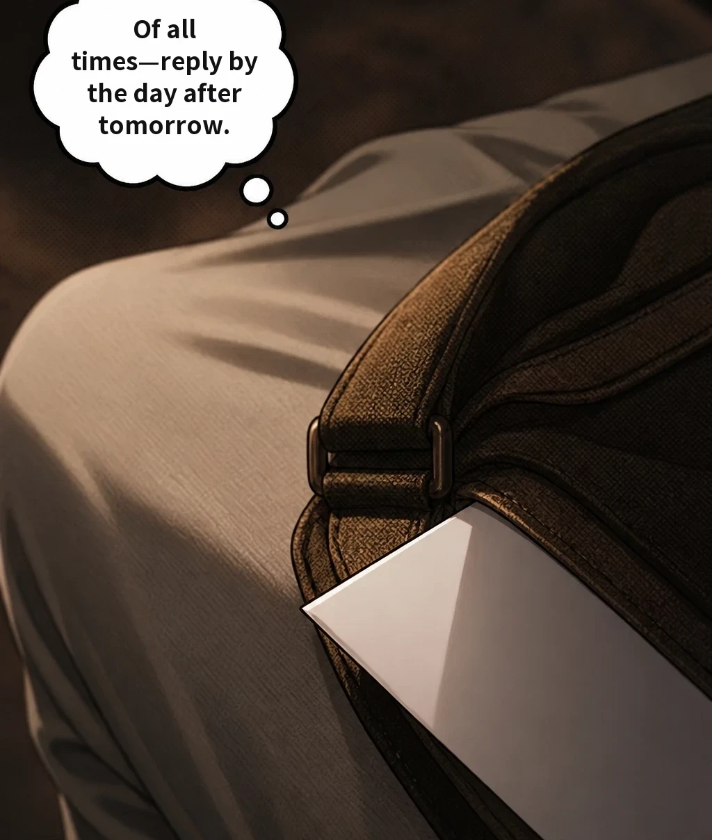 Of all times—reply by the day after tomorrow.