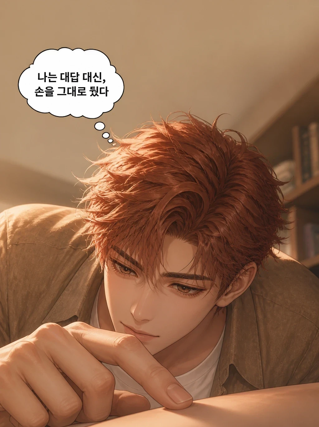 나는 대답 대신, 손을 그대로 뒀다