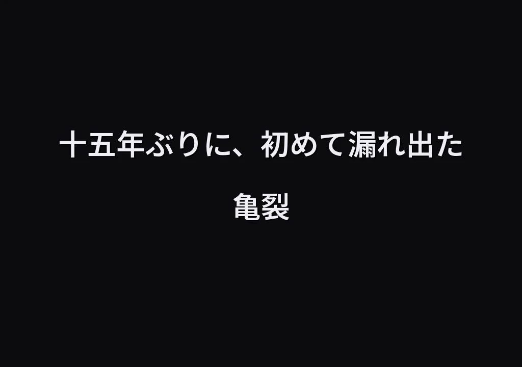 十五年ぶりに、初めて漏れ出た亀裂
