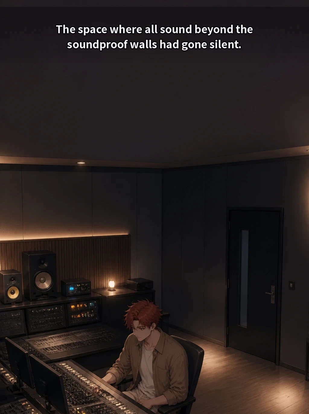 The space where all sound beyond the soundproof walls had gone silent.