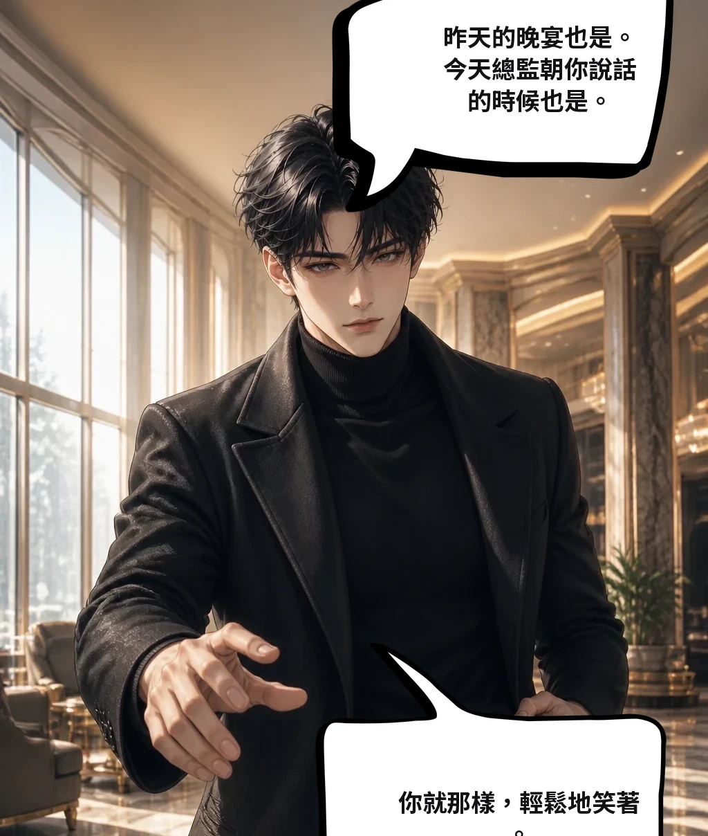 昨天的晚宴也是。今天總監朝你說話的時候也是。 你就那樣，輕鬆地笑著。