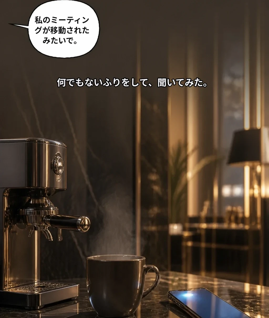 何でもないふりをして、聞いてみた。 私のミーティングが移動されたみたいで。