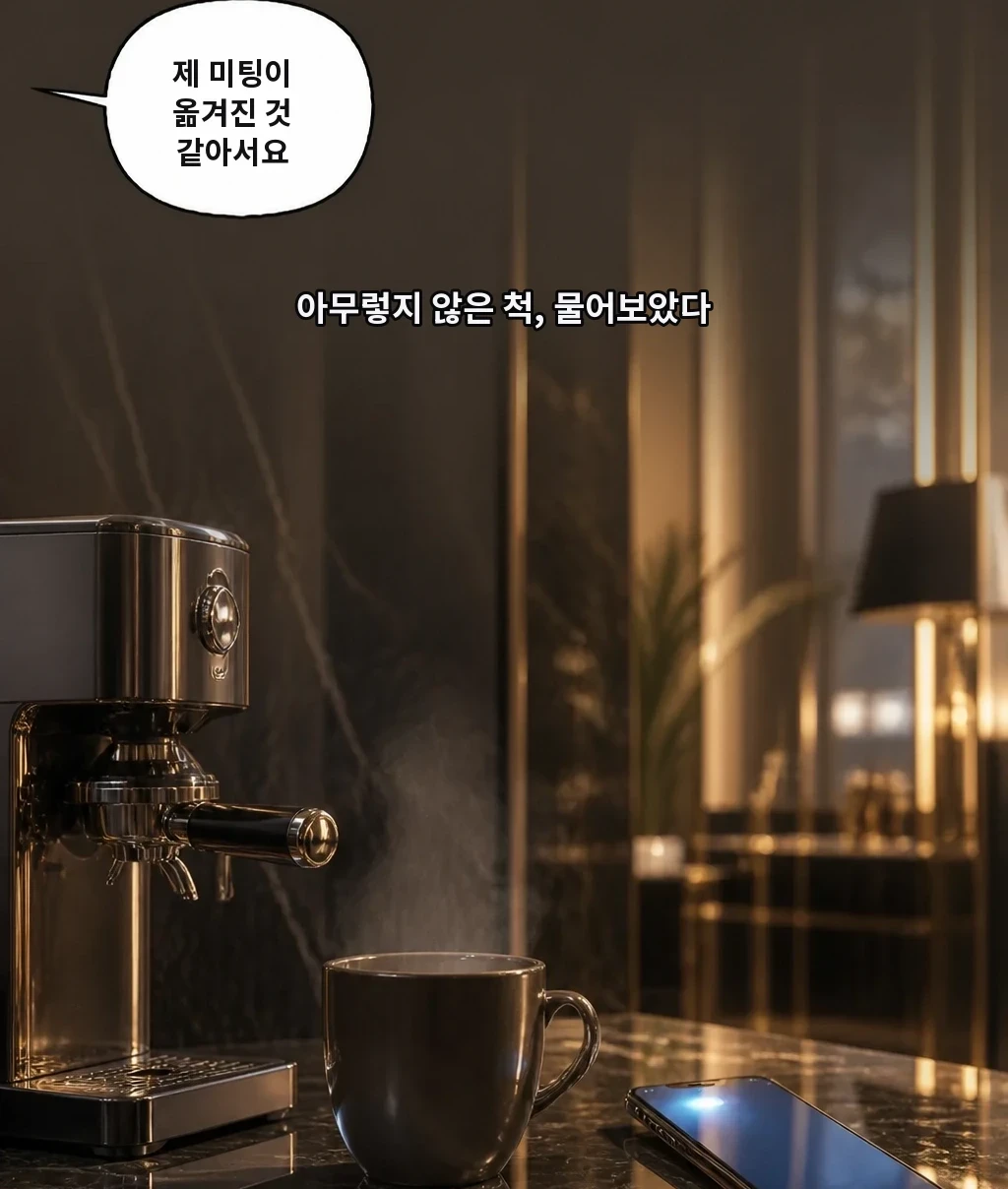 아무렇지 않은 척, 물어보았다 제 미팅이 옮겨진 것 같아서요