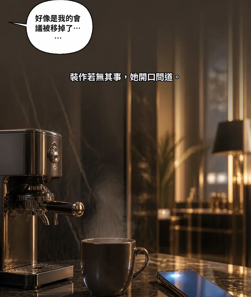 裝作若無其事，她開口問道。 好像是我的會議被移掉了……