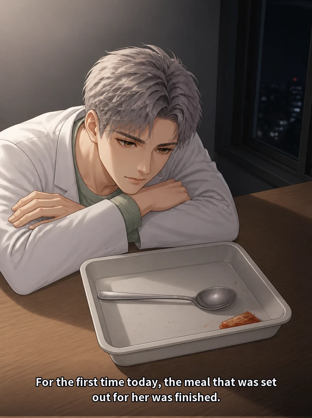 For the first time today, the meal that was set out for her was finished.