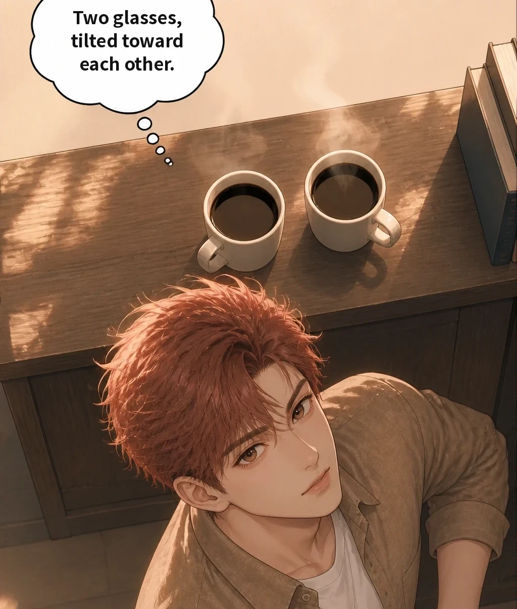 Two glasses, tilted toward each other.