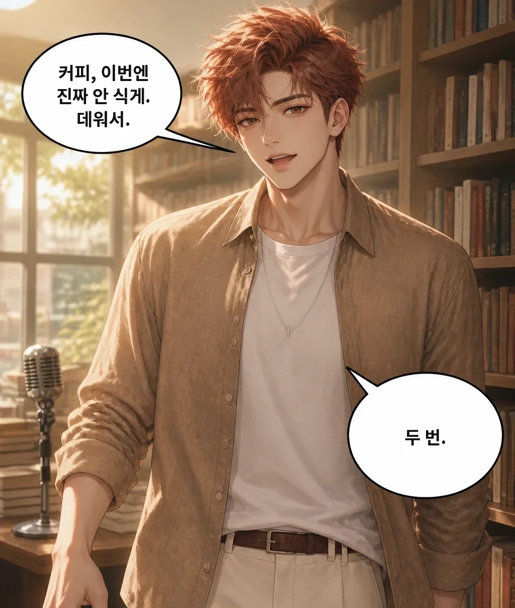 커피, 이번엔 진짜 안 식게. 데워서. 두 번.